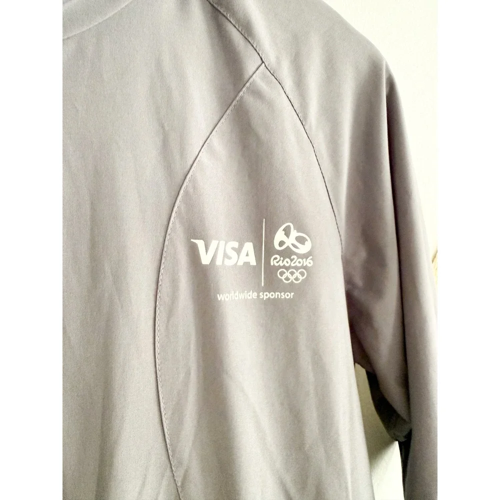 Visa Rio 2016 Olympics Sponsor Hooded Jacket Gray Windbreaker | Sz M